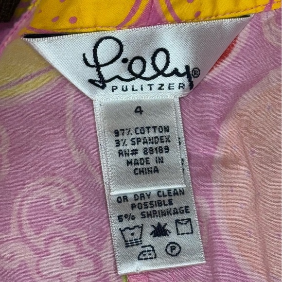 LILLY PULITZER Liza capri pants Hibiscus Pink Marzipan Print Size 4 EUC - Picture 5 of 14